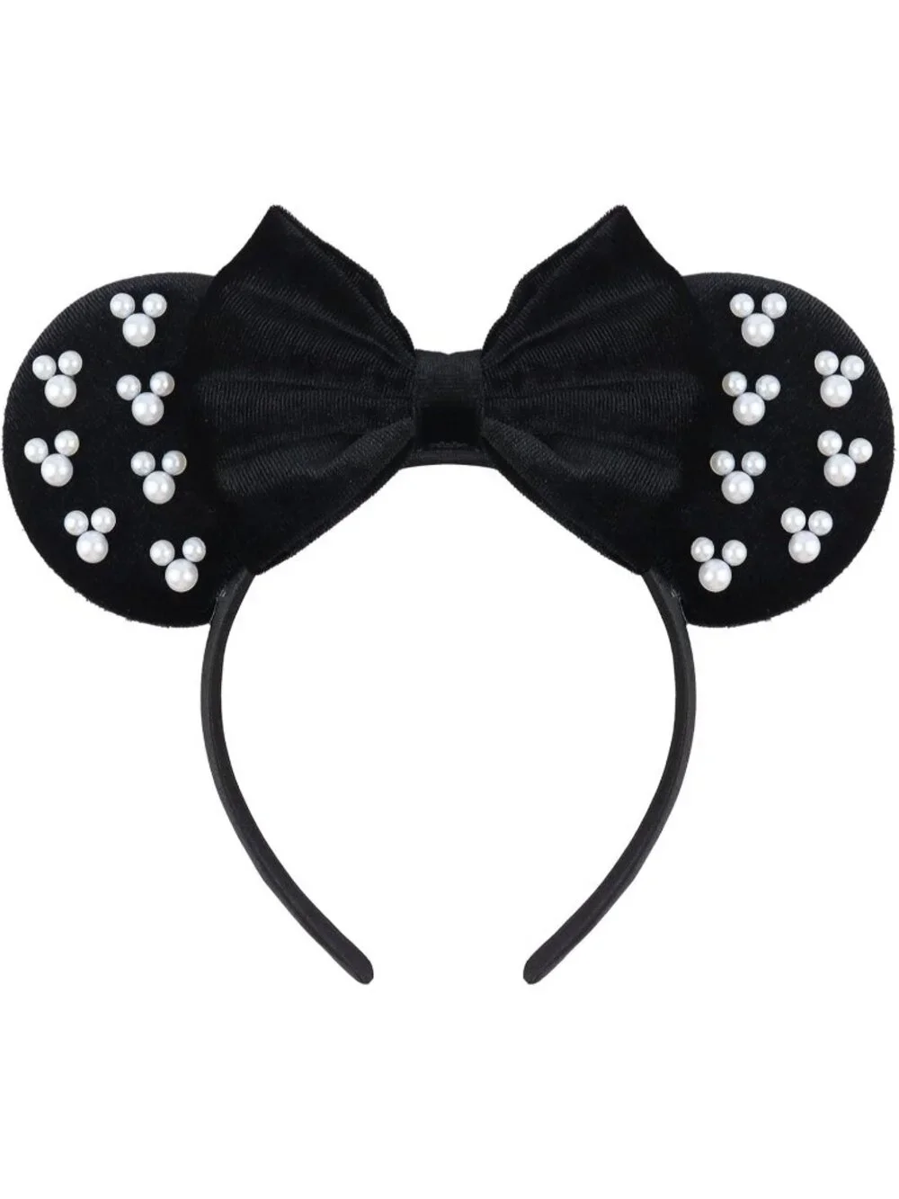 Women Balck White Polyester Velvet Mickey Mouse Halloween Costume Headband